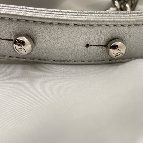 ***SOLD*** Chanel Boy Flap Bag Quilted Holographic PVC Small Blue & Silver - Picture 9 of 14